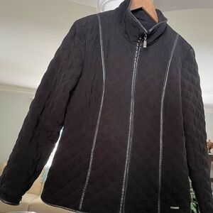 Spirit women’s black quilted Jacket imitation leather trim and fleece lining XL